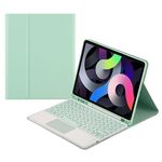 Custodia in pelle tastiera Bluetooth rotonda con slot a penna e touchpad per Samsung Galaxy Tab S7 (verde)