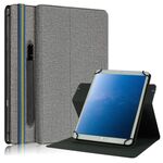 Custodia in pelle universale per tablet PC con rotazione orizzontale a rotazione 360 per tessuto da 10 pollici con slot per penna (grigio)