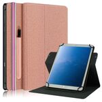 Custodia in pelle universale per tablet PC con rotazione orizzontale a rotazione 360 per tessuto da 10 pollici con slot per penna (oro rosa)