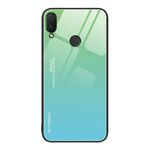 Per Huawei Nova 3i Custodia in vetro a colori sfumati (verde ciano)