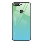 Per Huawei Enjoy 8e Custodia in vetro a colori sfumati (verde ciano)