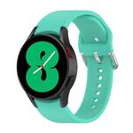 Per Samsung Galaxy Watch 5 44mm Cinturino ufficiale in silicone argento con fibbia tonda (verde acqua)