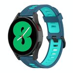 Per Samsung Galaxy Watch 5 Pro 45mm 20mm Cinturino in silicone a strisce bicolore (verde acqua + blu)