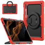 Per Samsung Galaxy Tab S8 Ultra Supporto per bracciale in silicone + Custodia per tablet PC (rosso)