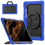 Per Samsung Galaxy Tab S8 Ultra Supporto per bracciale in silicone + Custodia per tablet PC (blu)