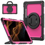 Per Samsung Galaxy Tab S8 Ultra Supporto per bracciale in silicone + Custodia per tablet PC (rosa rossa)