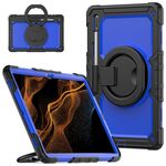 Per Samsung Galaxy Tab S8 Ultra Supporto per bracciale in silicone + Custodia per tablet PC (blu scuro)