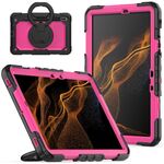 Per Samsung Galaxy Tab S8 / S7 Supporto per bracciale in silicone + Custodia per tablet PC (rosa rossa)
