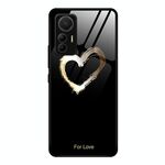 Per Xiaomi 12 Lite Custodia per telefono in vetro verniciato colorato (Black Love)