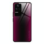 Per Xiaomi Redmi K40S Custodia protettiva in vetro sfumato con texture (rosa rossa)