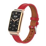 Per Xiaomi Mi Band 7 Pro Cinturino in pelle con struttura in metallo in microfibra (rosso)