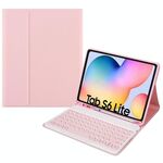 Custodia in pelle per tastiera Bluetooth con cappuccio rotondo con slot per penna, senza touchpad per Samsung Galaxy Tab S7 (tastiera rosa + rosa)