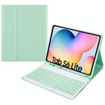 Custodia in pelle per tastiera Bluetooth con cappuccio rotondo con slot per penna, senza touchpad per Samsung Galaxy Tab A7 10.4 2020 (tastiera verde + verde)