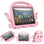 Per Amazon Kindle Fire HD 8 / HD 8 Plus Octopus Eva Shockproof Tablet Case con film sullo schermo e spalla (Pink)