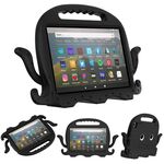 Per Amazon Kindle Fire HD 8 / HD 8 Plus Octopus Eva Shockproof Tablet Case con film sullo schermo e spalla (nero)