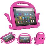 Per Amazon Kindle Fire HD 8 / HD 8 Plus Octopus Eva Shockproof Tablet Case con film sullo schermo e tracolla (Rose Red)