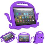 Per Amazon Kindle Fire HD 8 / HD 8 Plus Octopus Eva Shockproof Tablet Case con film sullo schermo e tracolla (Purple)