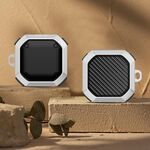Per Samsung Galaxy Buds Live / Buds 2 / Buds Pro Thunder Fibra di carbonio TPU + PC Auricolari Custodia protettiva con aggancio (bianco e nero)