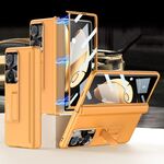 Custodia per telefono con cerniera magnetica per Honor Magic V GKK con supporto (arancione)