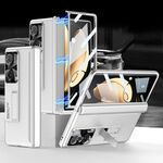 Custodia per telefono con cerniera magnetica per Honor Magic V GKK con supporto (argento)