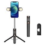 Bastone per selfie con treppiede a doppia luce con telecomando Bluetooth (nero)