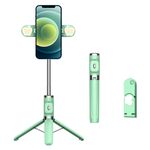Bastone per selfie con treppiede a doppia luce con telecomando Bluetooth (verde)