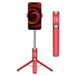 Treppiede per selfie con telecomando Bluetooth (rosso)