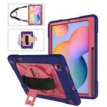 Per Samsung Galaxy Tab S6 Lite P610 Robot a colori a contrasto Custodia in silicone + PC Tablet (Navy Blue Rose)