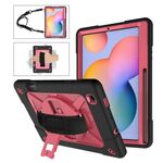 Per Samsung Galaxy Tab S6 Lite P610 Robot a colori a contrasto Custodia in silicone + PC Tablet (nero rosa rosso)