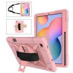 Per Samsung Galaxy Tab S6 Lite P610 Robot a colori a contrasto Custodia in silicone + PC Tablet (oro rosa)