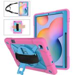Per Samsung Galaxy Tab S6 Lite P610 Robot a colori a contrasto Custodia in silicone + PC Tablet (rosa rossa blu)