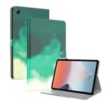 Per OPPO Pad Air Custodia per tablet in pelle con motivo ad acquerello (verde ciano)