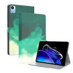 Per Realme Pad X Custodia per tablet in pelle con motivo ad acquerello (verde ciano)