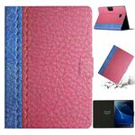 Per Samsung Galaxy Tab A 10.1 T580 Custodia per tablet in pelle a tinta unita con cuciture (rosa rossa)