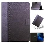 Per Samsung Galaxy Tab A 10.1 T580 Custodia per tablet in pelle a tinta unita con cuciture (grigio)
