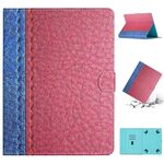 Custodia per tablet in pelle tinta unita con cuciture per tablet da 8 pollici (rosa rossa)