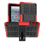 Per Amazon Kindle Fire 7 2022 Tyre Texture TPU + Custodia per tablet PC con supporto (rosso)