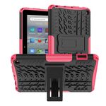 Per Amazon Kindle Fire 7 2022 Tyre Texture TPU + Custodia per tablet PC con supporto (rosa)
