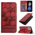 Per Xiaomi Redmi Note 11T Pro Football Texture Custodia magnetica in pelle per telefono (rosso)