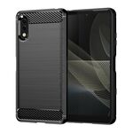 Per Sony Xperia Ace II Custodia per cellulare in TPU spazzolato con struttura in fibra di carbonio (nera)