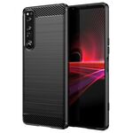 Per Sony Xperia 1 IV Custodia per telefono in fibra di carbonio con struttura spazzolata (nera)