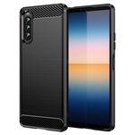 Per Sony Xperia 10 IV Custodia per telefono in fibra di carbonio con struttura spazzolata (nera)