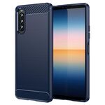Per Sony Xperia 10 IV Custodia per telefono in fibra di carbonio con struttura spazzolata (blu)
