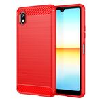 Per Sony Xperia Ace III Custodia per cellulare in TPU spazzolato con struttura in fibra di carbonio (rossa)