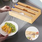 Dispenser di fogli di alluminio Scatola portaoggetti in legno per cassetto da cucina, Stile: tre fessure
