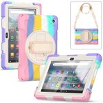 Per Amazon Kindle Fire 7 2022 Custodia rigida in silicone morbido per tablet per tutto il corpo (rosa colorato)