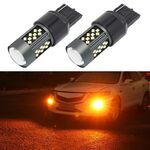 1 paio 7443 12V 7W fendinebbia a LED per auto continua (luce arancione)