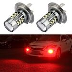 1 paio di fendinebbia a LED per auto H7 12V 7W (luce rossa)