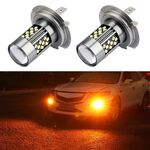 1 paio di fendinebbia a LED per auto stroboscopiche H7 12V 7W (luce arancione)