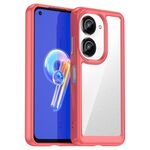 Per Asus ZenFone 9 Serie Colorata Acrilico + Custodia per Telefono TPU (Rosso)